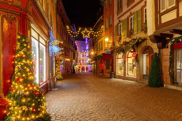 French city Colmar on Christmas Eve